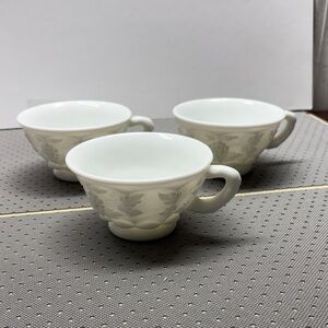 WESTMORELAND PANELED GRAPES MILK GLASS SET OF 3 COFFEE TEA CUPS